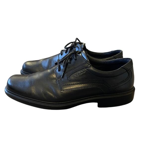 ECCO Men's 10.5 Helsinki Classic Leather Dress Shoes Lace Up Oxfords Black EUC! - Picture 2 of 8